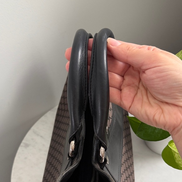 Celine Vintage CELINE Macadam Canvas Boogie Hand Bag Dark Brown Black Silver - Picture 8 of 13